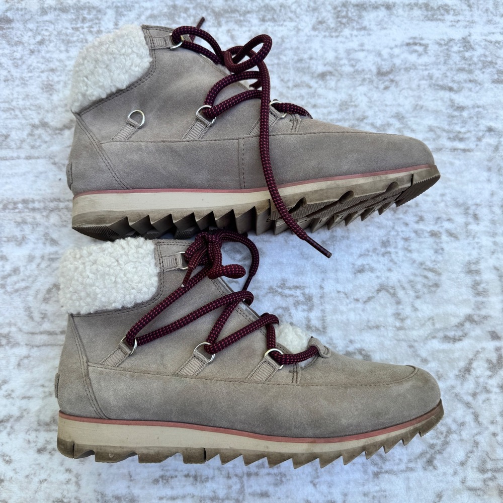 Sorel Harlow Tan Waterproof Faux Fur Waterproof‎ Winter Boots Womens Size 9